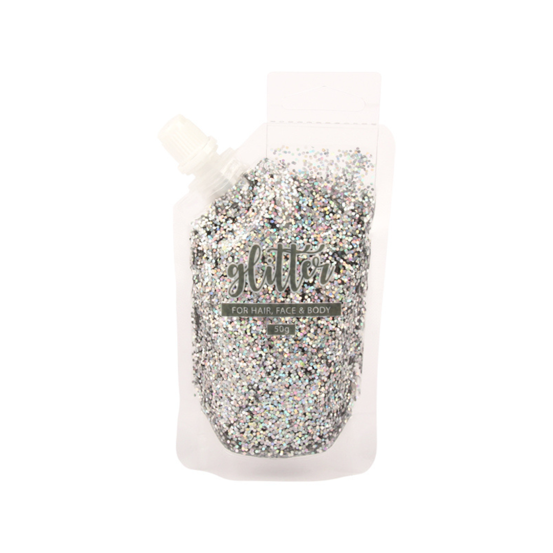 Silver Glitter Gel Pouch