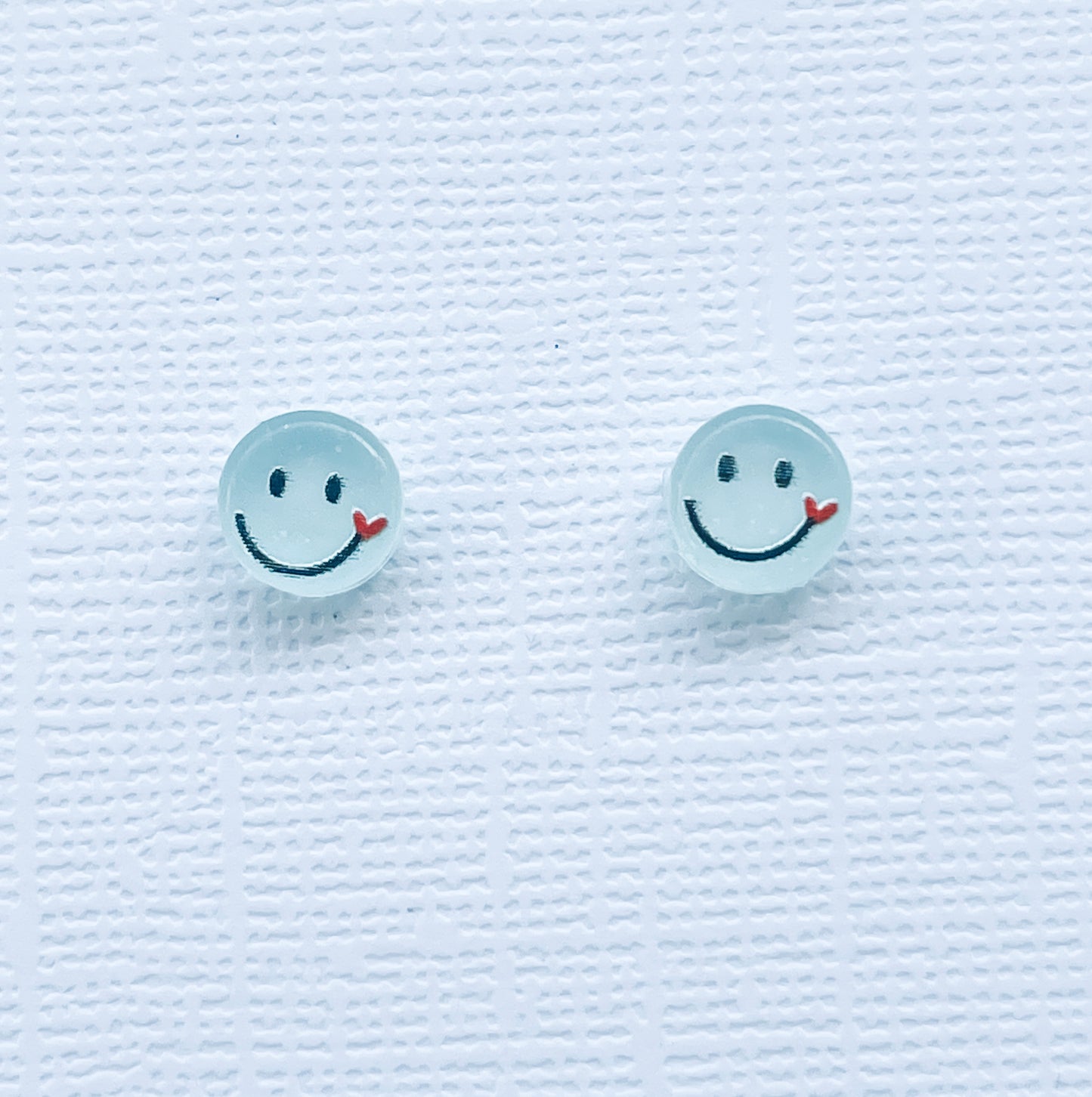 Blue Smily Face Stud Earrings