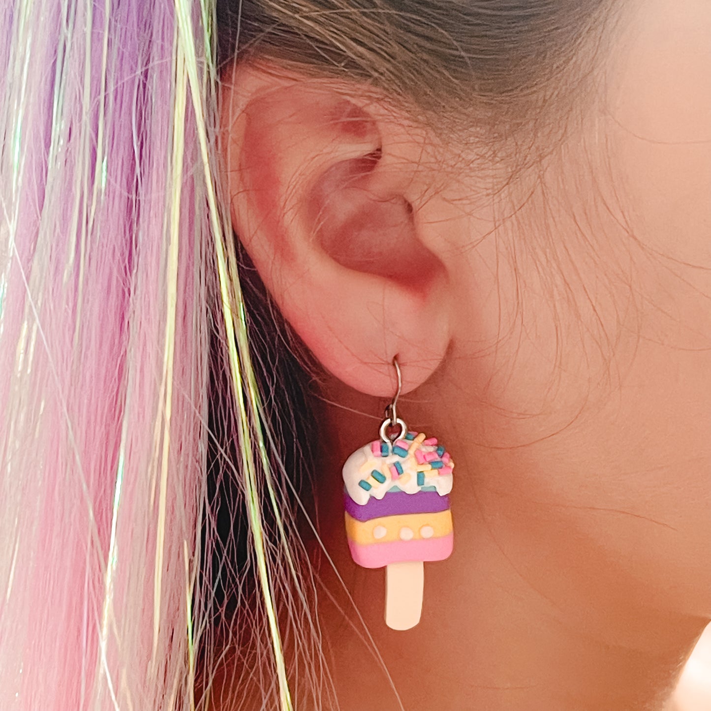 Cotten Candy Ice Cream Earrings