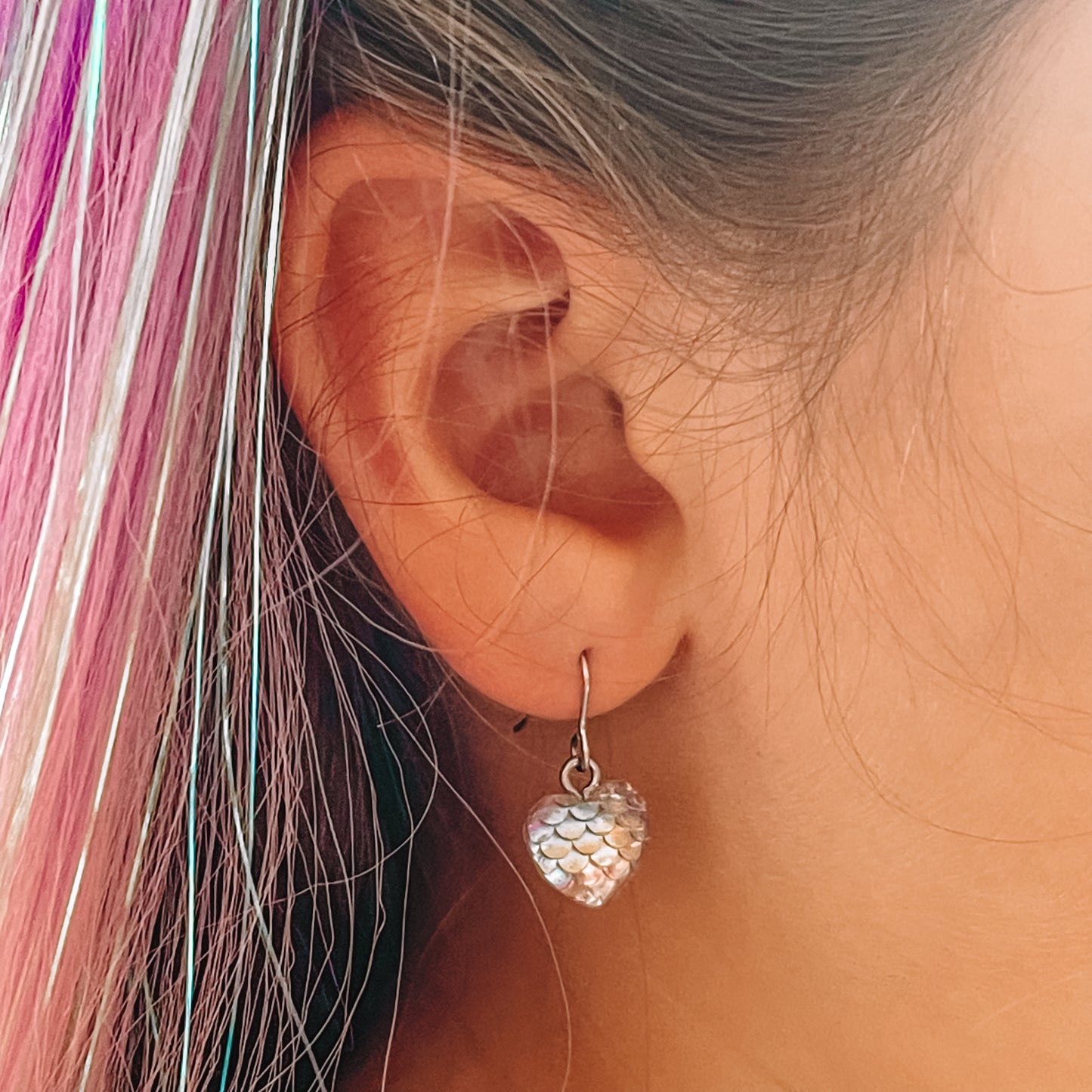 Whimsical Waters Mermaid Heart Dangle Earrings