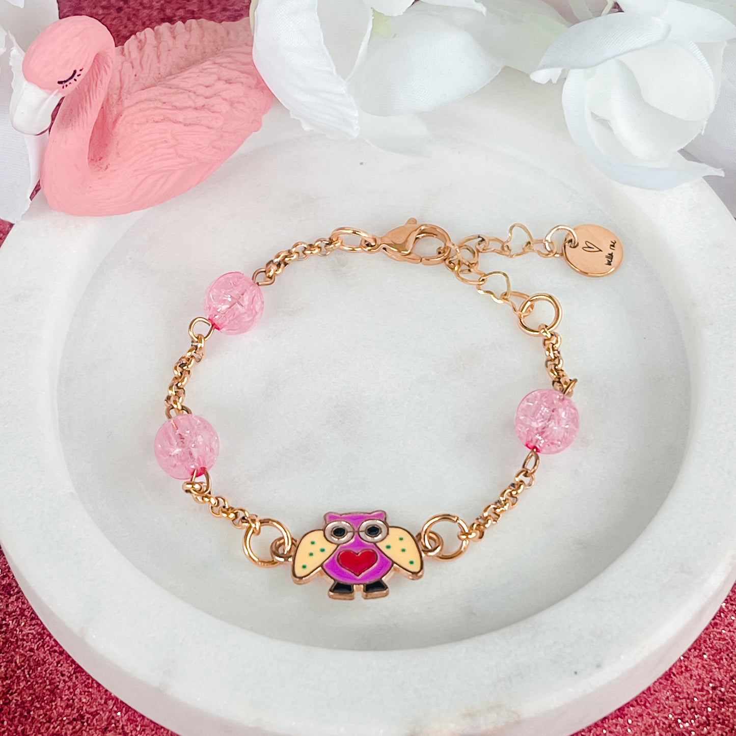 Pink Owl Bracelet