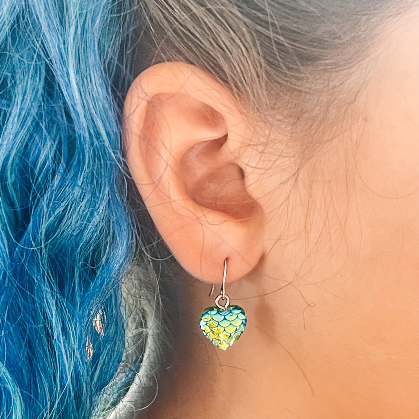 Twilight Shimmer Mermaid Heart Dangle Earrings