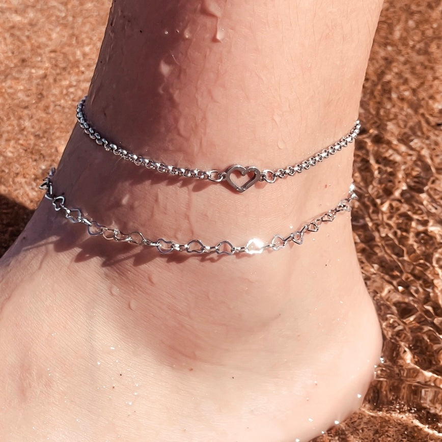 Heart Anklet Silver
