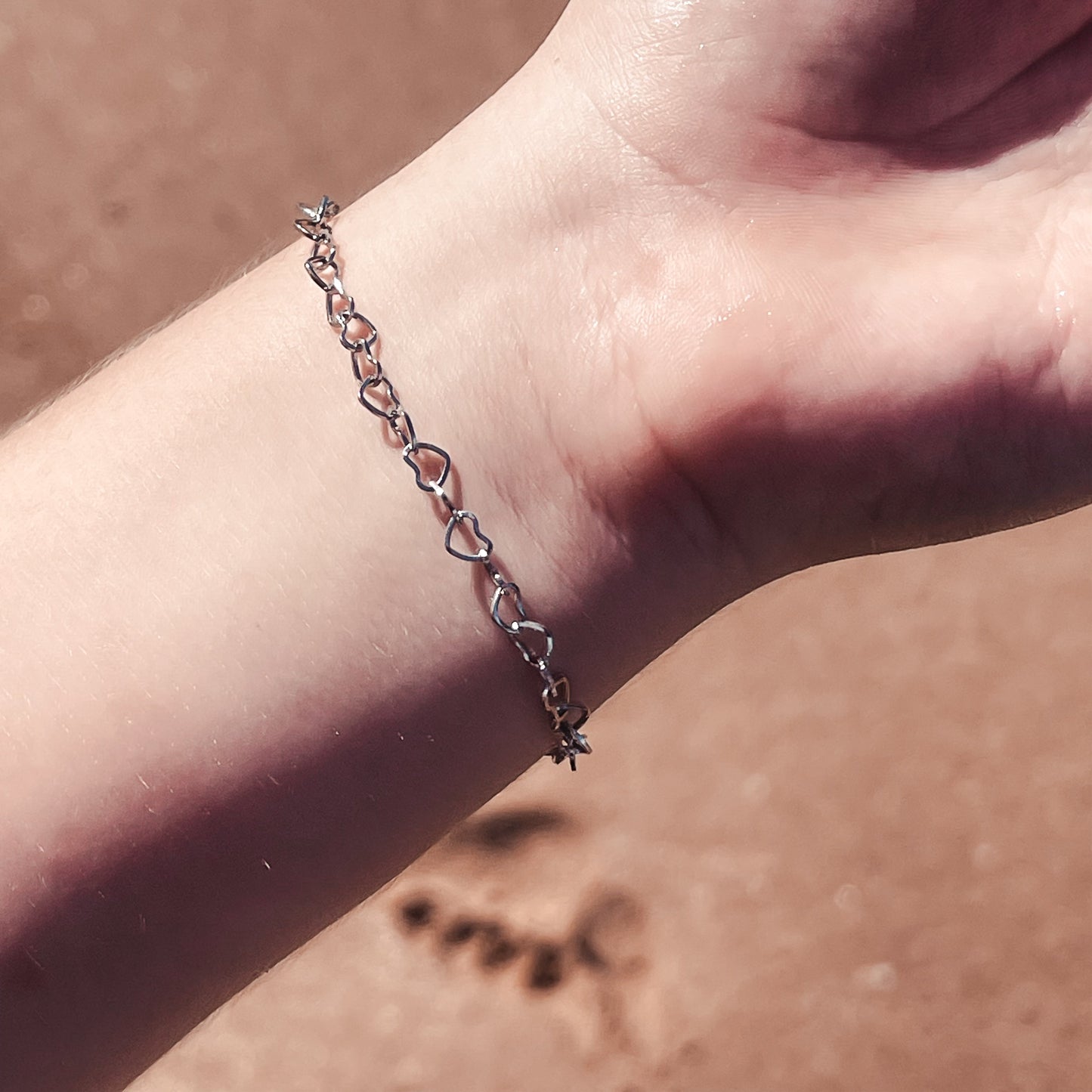 Heart Link Chain Bracelet Silver