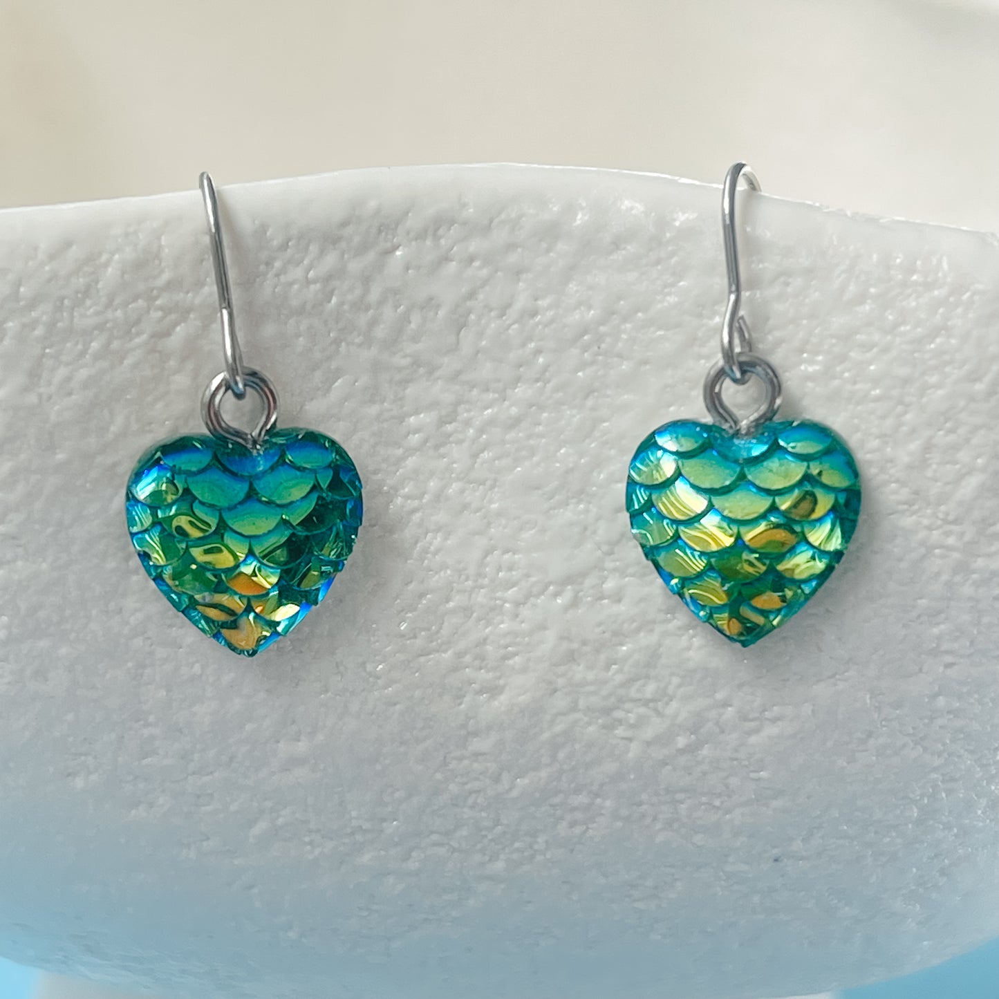 Twilight Shimmer Mermaid Heart Dangle Earrings