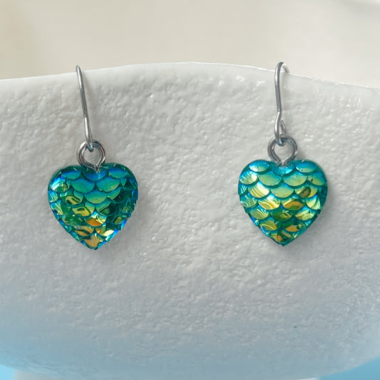Twilight Shimmer Mermaid Heart Dangle Earrings