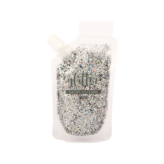 Silver Glitter Gel Pouch