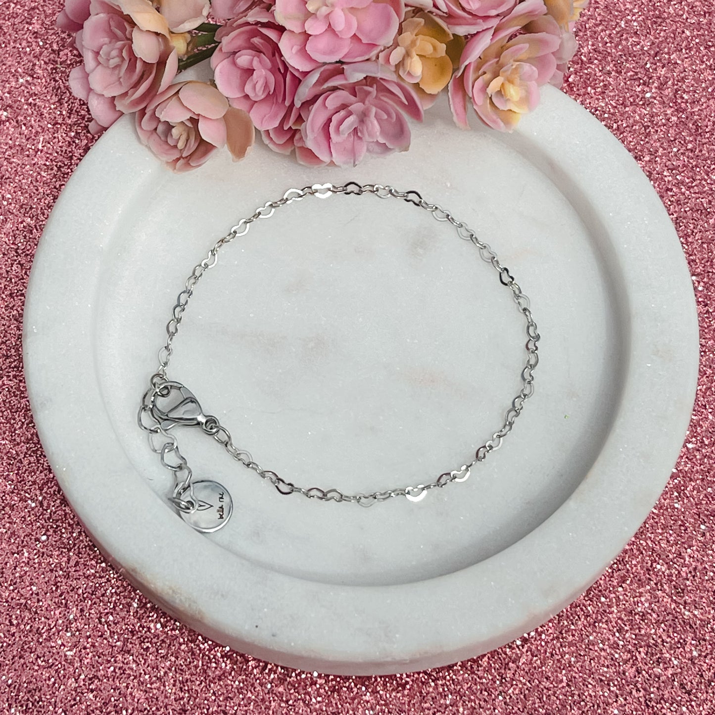 Petite Heart Link Bracelet Silver