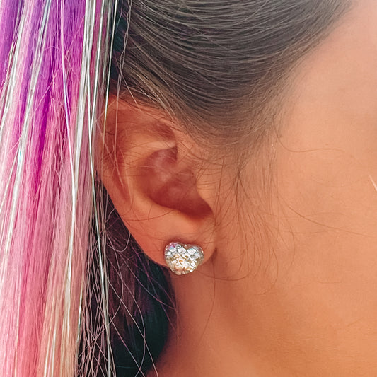 Whimsical Waters Mermaid Heart Stud Earrings
